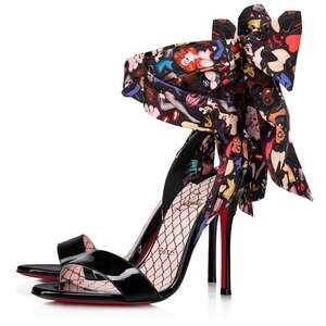 Christian Louboutin Fetish Du Desert 100 Black Lace Up Tie Sandal Heel Pump 39